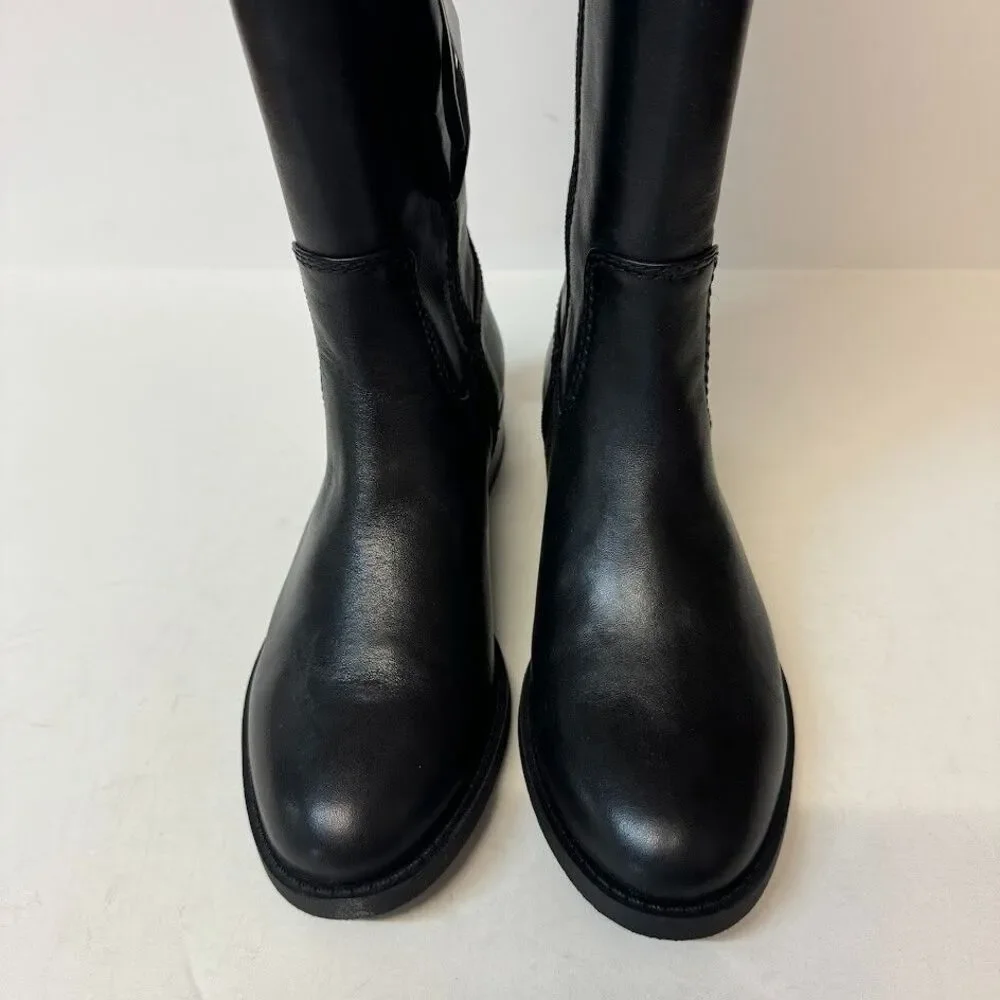 INC Womens 7.5 M WC Black Fawne Zip Up Knee High Riding Boots NIB QL1